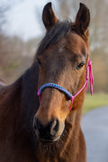 Touwhalster viënna neusband fuchsia, donkerblauw, oceaan blauw en turquoise